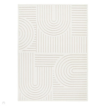 Maze MAZ106 Modern Geometric Metallic Shimmer Carved Hi-Lo Soft-Touch Polyester Low Profile Short Pile Warm Ivory Rug-Concept Looms-Rug Love - The Most Loved Rug Store